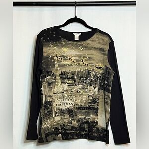 Christmas in Las Vegas! Long sleeved black shirt.